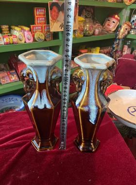 年代玻璃花瓶蓝色物件影视道具