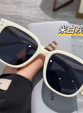 白色墨镜高级感防紫外线偏光显脸小开车太阳眼镜圆脸旅游椭圆形