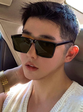 墨镜男士开车专用防紫外线高清偏光方形太阳镜潮男款眼镜黑色近视