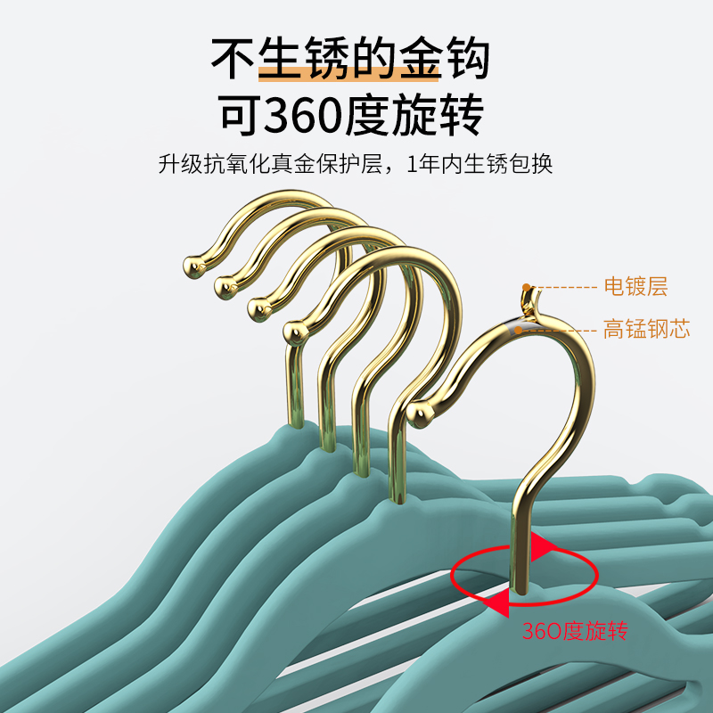 左转角衣架家用挂衣非植绒无痕防滑液态硅胶衣服撑橡胶橡胶漆衣挂 - 图3