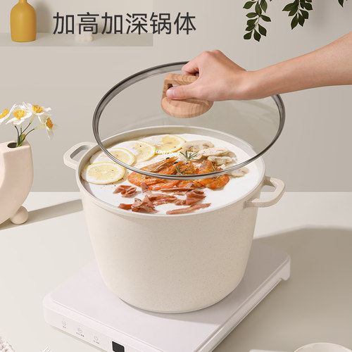 超大号10L钛麦饭石不粘深汤锅家用加厚煮粥桶专用双耳电磁炉炖锅 - 图2