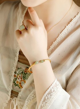 可回弹中国风玉兰花开口复古手