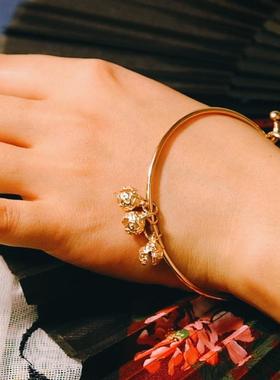 古风铃铛手镯 汉服手饰开口简约镯子中国风宫铃礼物宫廷复古饰品