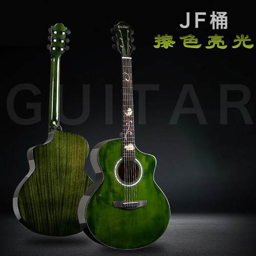 复古云杉木41寸亮光单板吉他 JF桶涂鸦民谣木吉他guitar成人乐器 - 图0