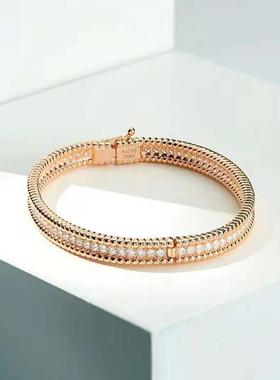 满天星手镯高碳钻925银镀18K金白金镶钻单排钻珠边手饰定制