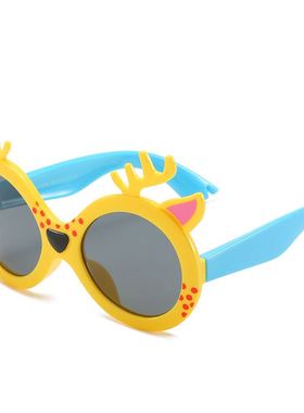 2025新款圣诞节儿童太阳镜麋鹿圣诞装扮鹿角头眼镜硅胶墨镜