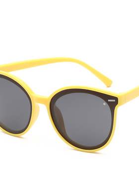 2025硅胶儿童太阳镜 新款卡通框架黑色大脸时尚小孩防紫墨镜