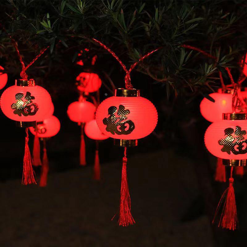 led太阳能红灯笼灯串过年春节元宵喜庆氛围布置装饰灯新年福字灯 - 图2