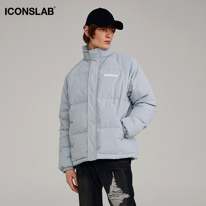 iconslab 基础logo款肌理羽绒服情侣男女同款冬季保暖短款外套潮 - 图1