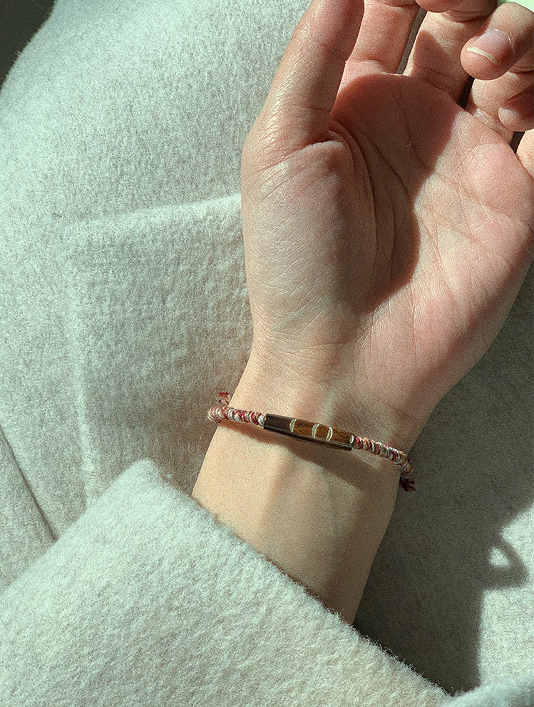 [现货]Be Strong 水牛骨手工编织手绳 原创设计手链 - 图0