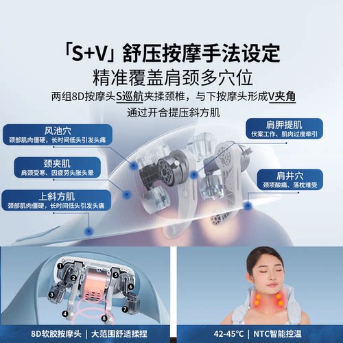 妙界R3Mini肩颈按摩仪颈部热敷腰部背部斜方肌仿人手颈椎按摩器 - 图2