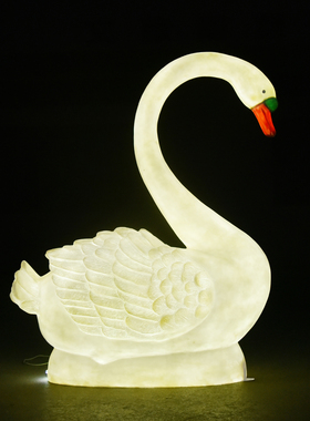 户外发光天鹅摆件园林庭院水池装装饰公园大型玻璃钢仿真动物雕塑
