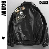 European and American street trends Looser Locomotive Clothing Clothing for men and women Ruffly Frieze Street Pilot PU Leather Port Wind Jacket Jacket