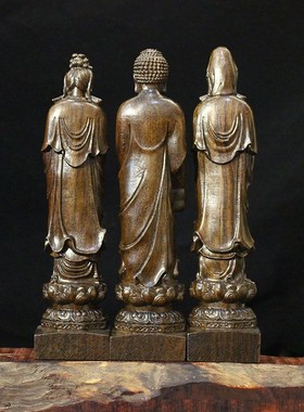 摆件客厅木雕西方三圣实木沉香木