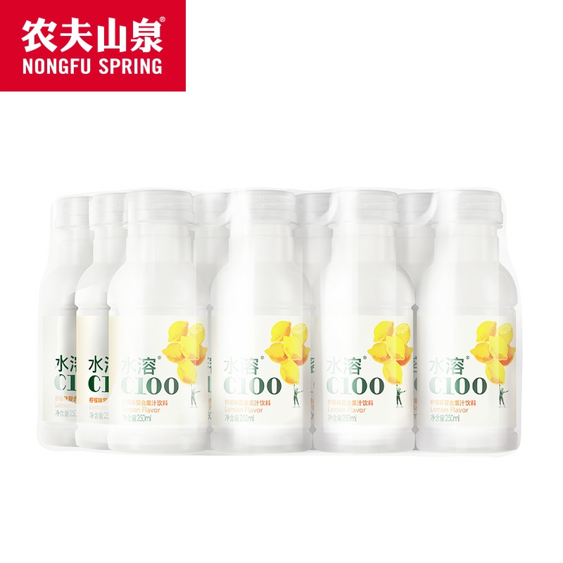 农夫山泉水溶c100小瓶装柠檬味西柚味复合果汁饮料250ml*12瓶迷你 - 图1