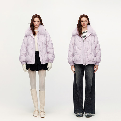 MISSCOCOON可可尼外套女2025冬季新款短款大毛领90白鸭绒羽绒服 - 图1