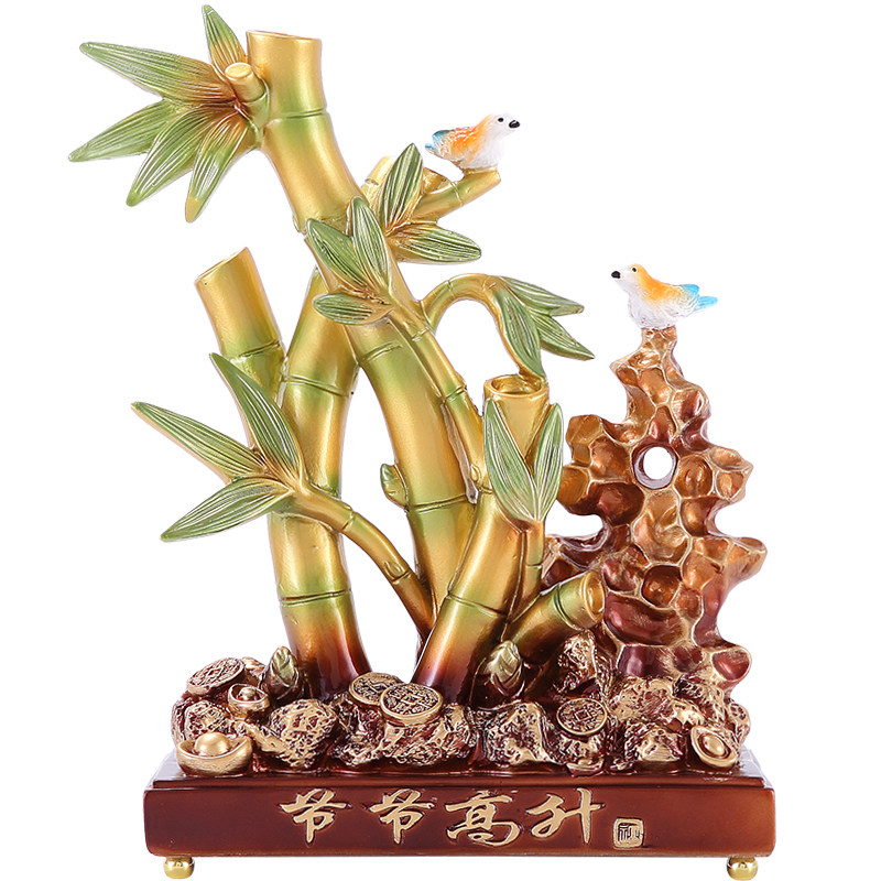 新中式升职乔迁礼品节节高升竹报平安竹子摆件客厅玄关酒柜装饰品
