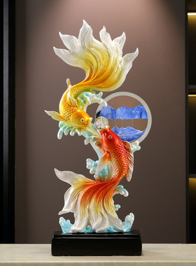 招财年年有余锦鲤流沙画摆件