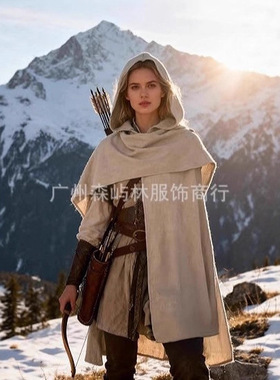 欧美新品万圣节中世纪连帽围巾披肩文艺复兴斗篷成人角色扮演服装