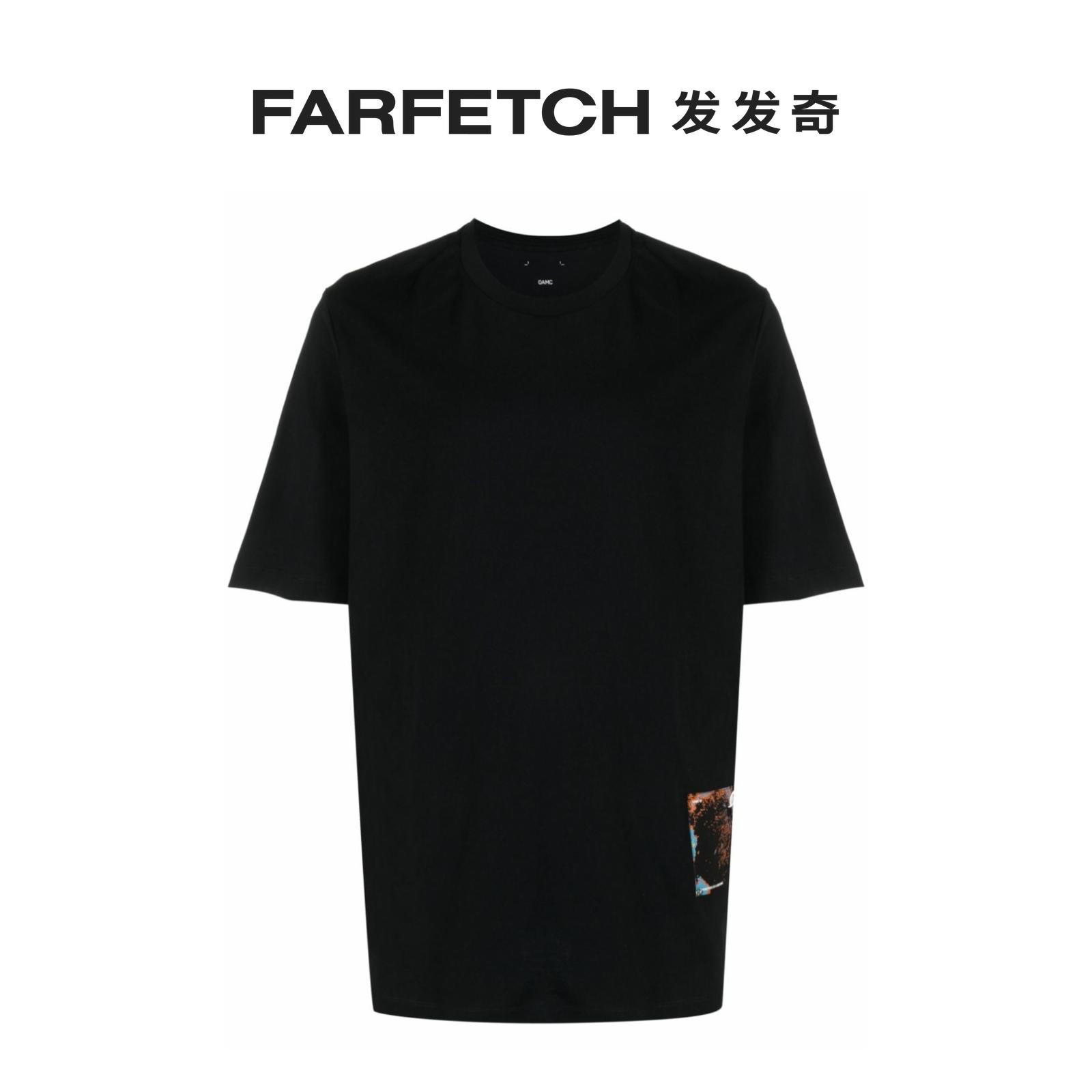 Oamc男士Ascent 贴花细节棉T恤FARFETCH发发奇 - 图0