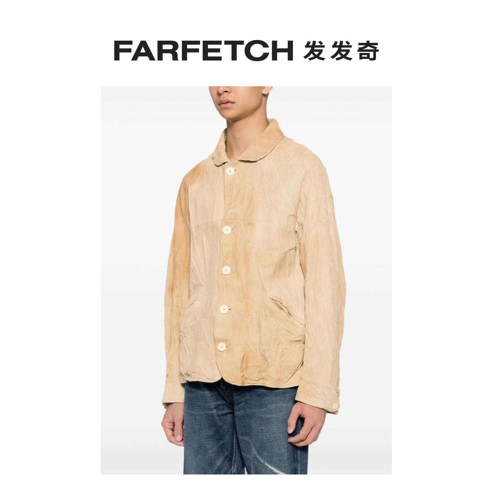 Visvim男士褶皱设计皮夹克FARFETCH发发奇 - 图1