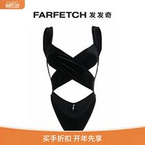 REINA OLGA lady Exotica wrap-style hollowed-out one-piece swimsuit FARFETCH Fat Chic