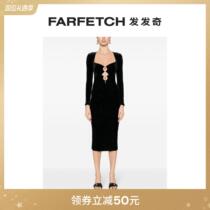 NNISSA Ladies Pleats Details Velvet Effect Dress DRESS FARFETCH Fat Chic