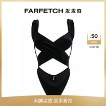 REINA OLGA lady Exotica wrap-style hollowed-out one-piece swimsuit FARFETCH Fat Chic