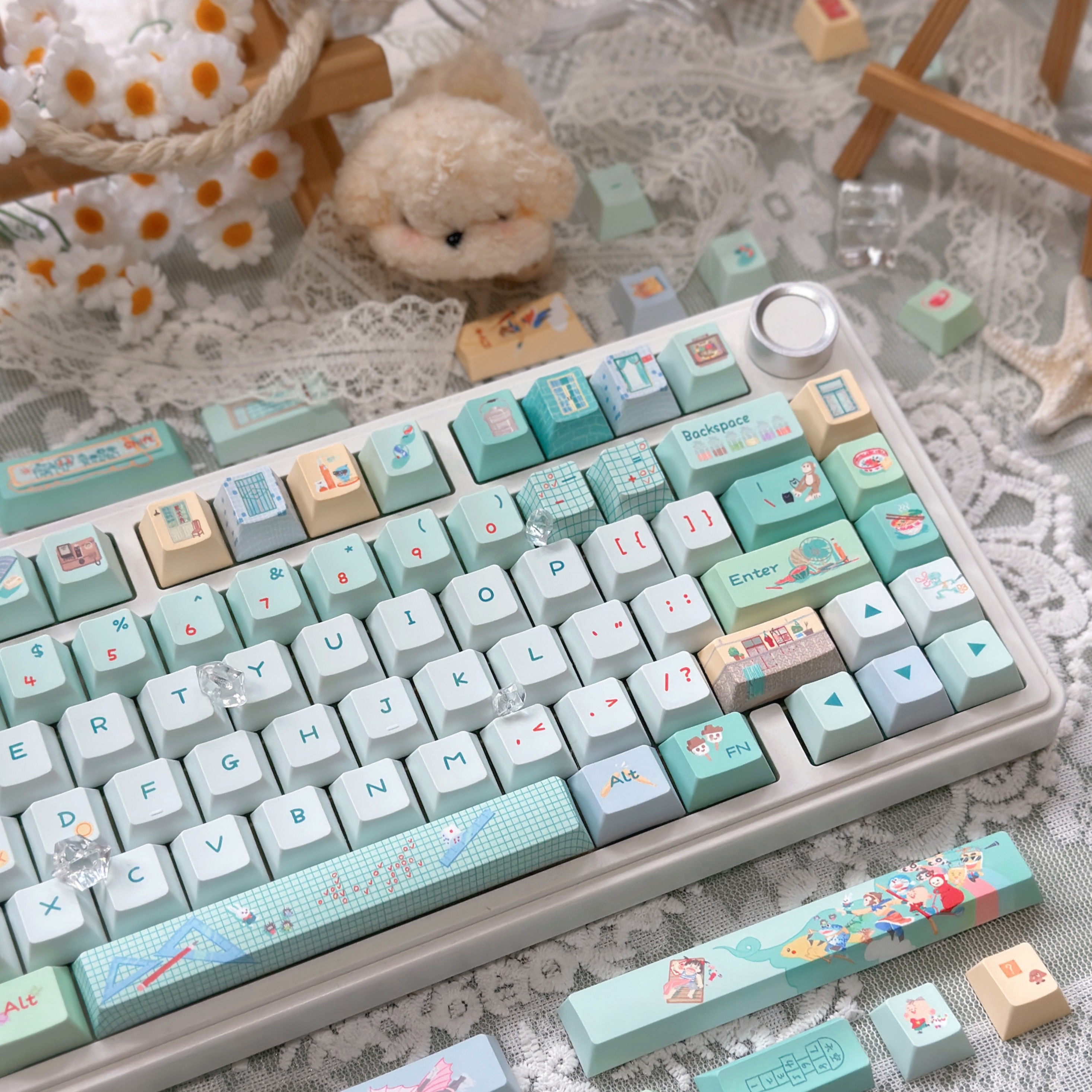 wy外设千禧年键帽五面热升华PBT材质新原厂个性可爱适配机械键盘 - 图0