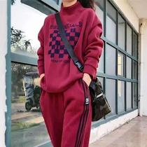 Gushed thickened sweatshirt Harun trousers Two sets of women autumn and winter 2023 new fashion foreign air casual sports suit