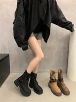 Tide Card Coarse Heel Retro Short Boots Small Crowdthick Bottom Martin Boots Autumn Winter Women Boots Rider Boots Short Silo Western Cowboy Boots