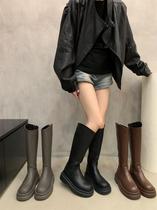 Tide Card Retro Small Crowd Small Sub Thick Bottom Long Boots Woman Boots Autumn winter rough heel high cylinder boots Cavaliers boots