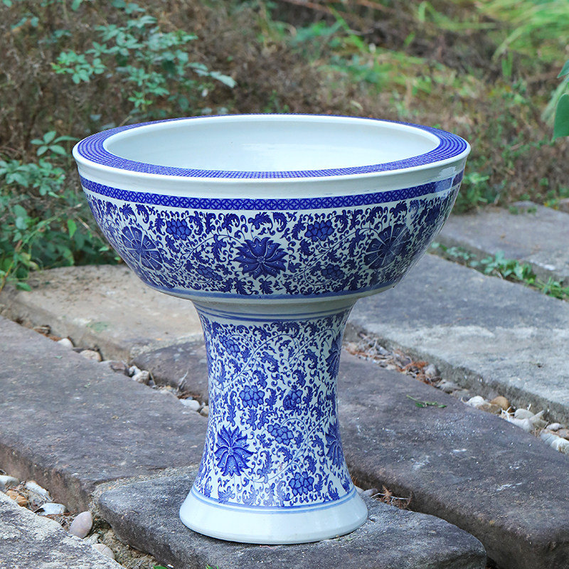 陶瓷鱼缸景德镇瓷底座创意金鱼缸高脚水浅乌龟缸睡莲碗莲养鱼养花,淘宝优惠券,粉丝福利购,淘宝优惠卷