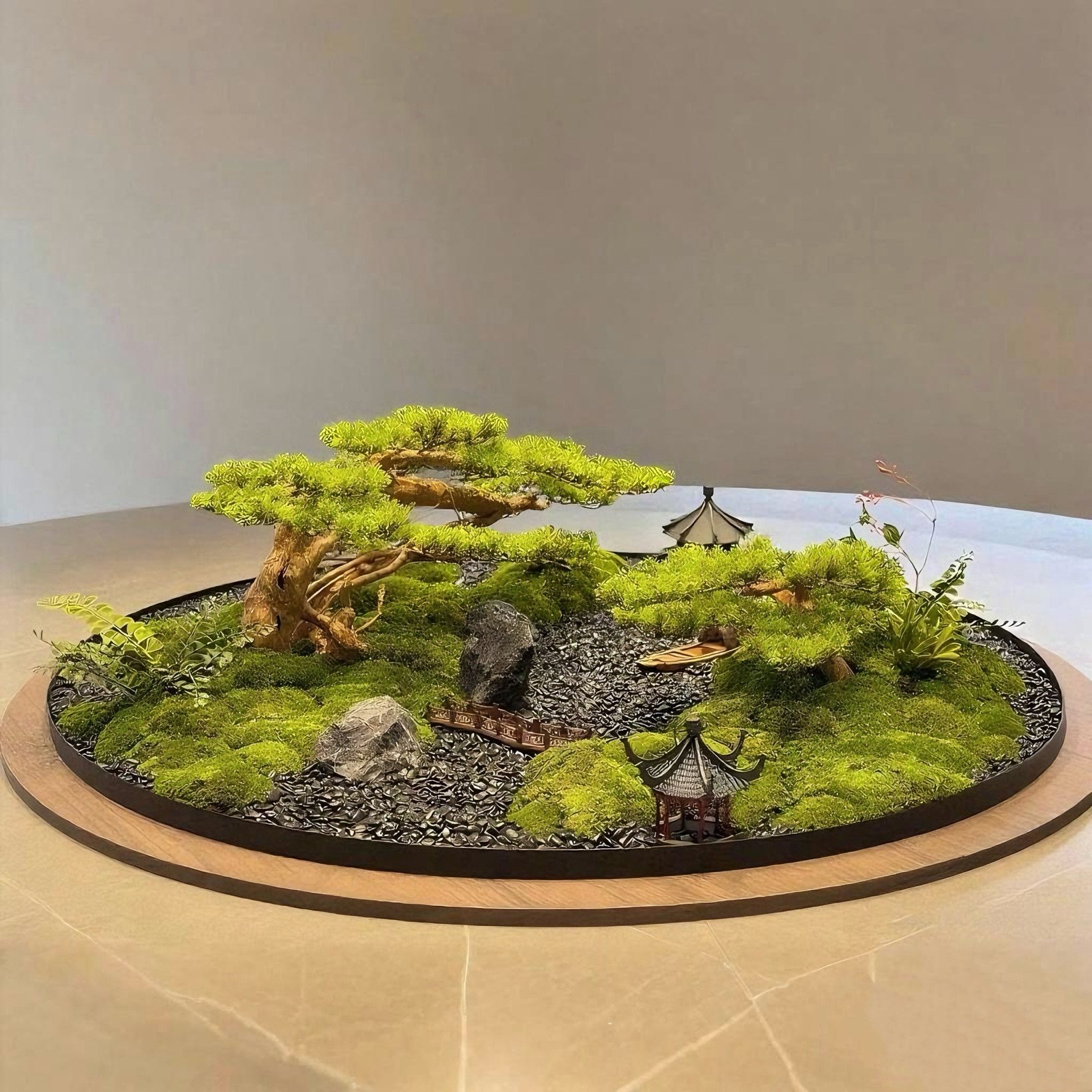 餐桌转盘中间装饰大圆桌中间摆花永生苔藓圆形微景观餐桌花,淘宝优惠券,粉丝福利购,淘宝优惠卷