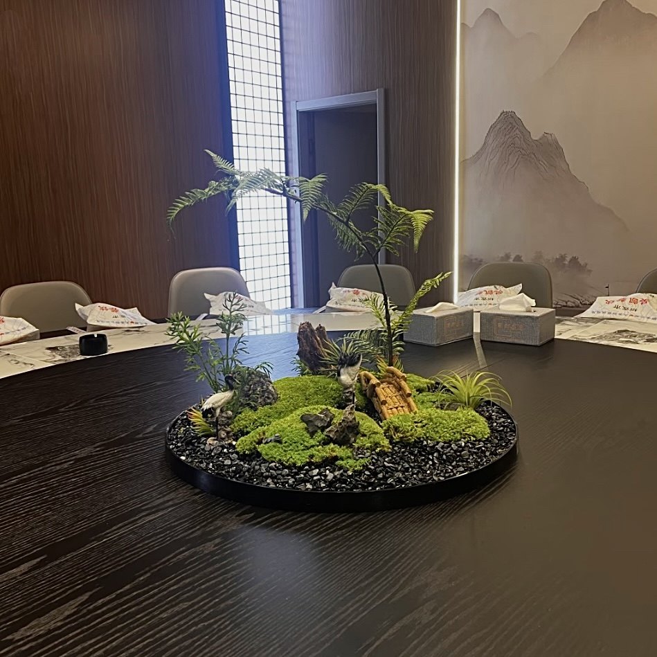酒店餐桌中间景观摆件圆桌转盘装饰永生苔藓桌花微景观高端造景,淘宝优惠券,粉丝福利购,淘宝优惠卷