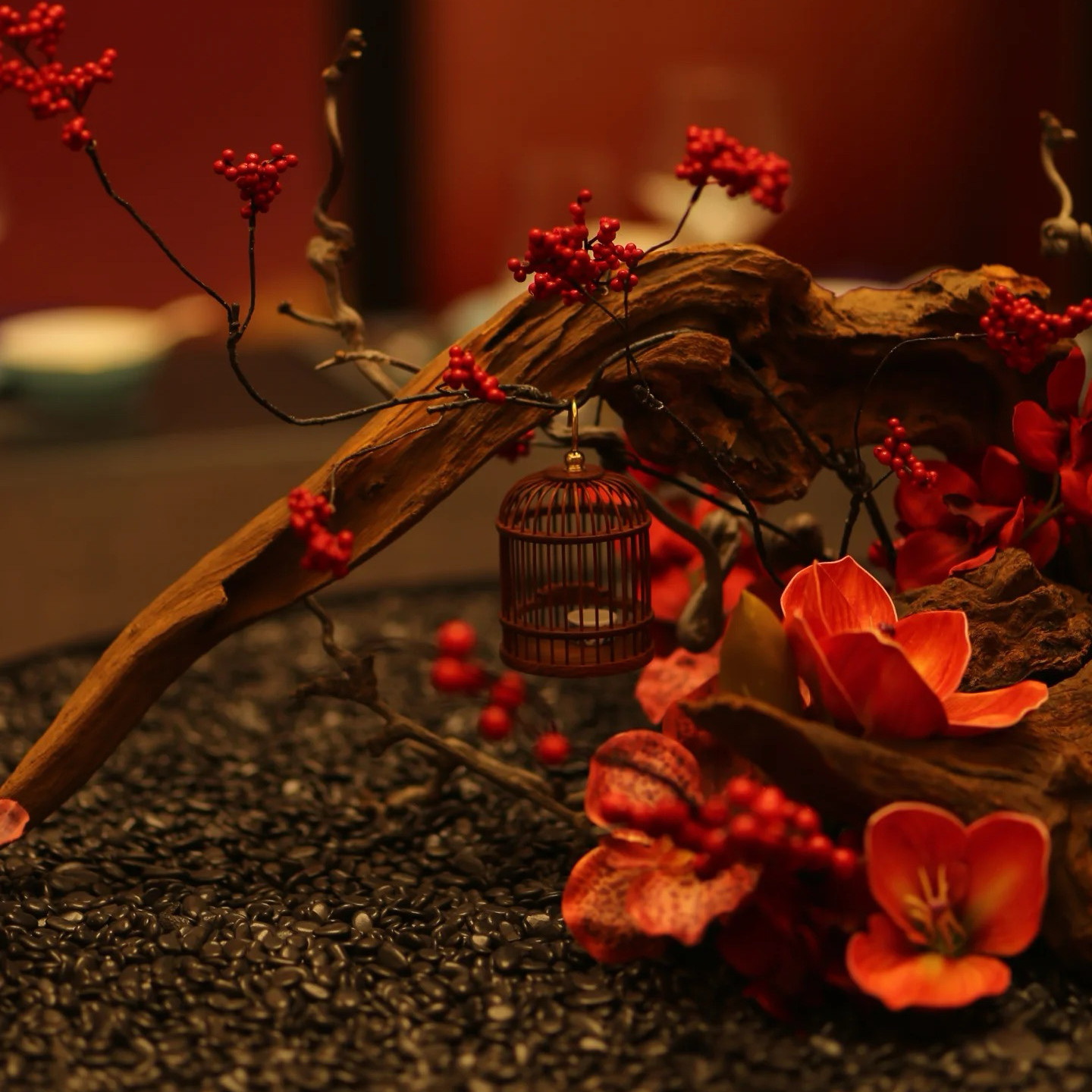 酒店餐桌转盘中间装饰大圆桌摆花中式现代风餐桌花桌花景观摆件,淘宝优惠券,粉丝福利购,淘宝优惠卷