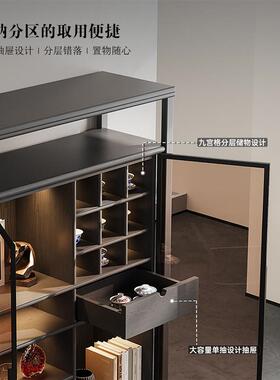 现代客厅茶室家用实木茶柜展示柜新款高端轻奢落地收纳储物柜