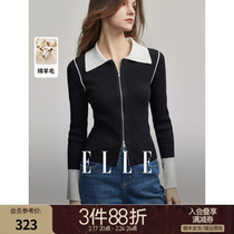 Elle Warn Шерсть Blend Design Sensation Double Zipped Шерсть Knit Swit Swit Woma 2024 Spring New Body