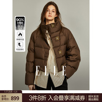 ELLE French style short section 90 goose down down jacket for women 2023 Winter fit new high-end fashion warm jacket