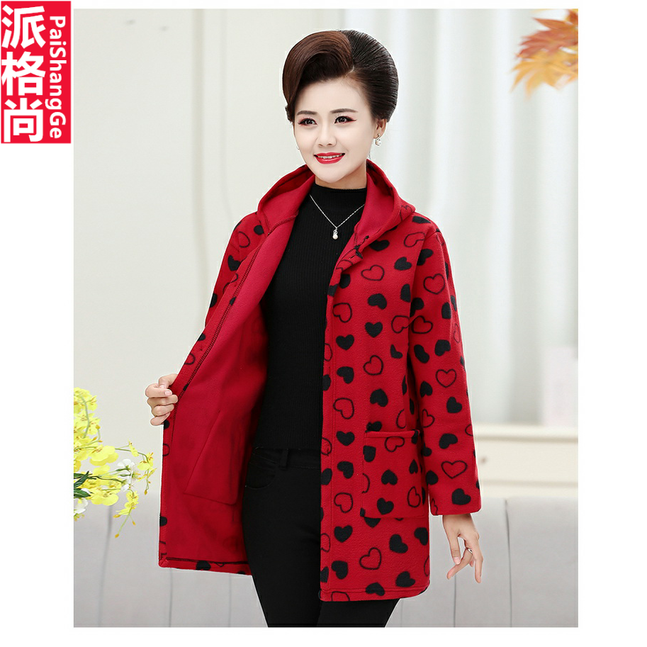 妈妈装加绒秋冬中老年女装冬棉服 派格尚中老年女装