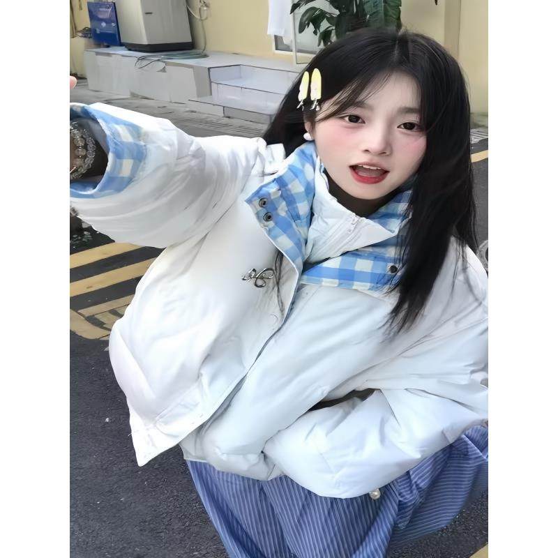 2025冬季新款棉服女显瘦韩系拼接假两件学生小个子加厚保暖面包服,淘宝优惠券,粉丝福利购,淘宝优惠卷