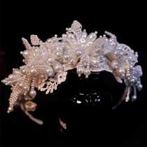 Legal bridal headwear Heavy work multilayer Pearl Lace Hair Stirrup Crown Y Retro Crown Wedding Hair Accessories