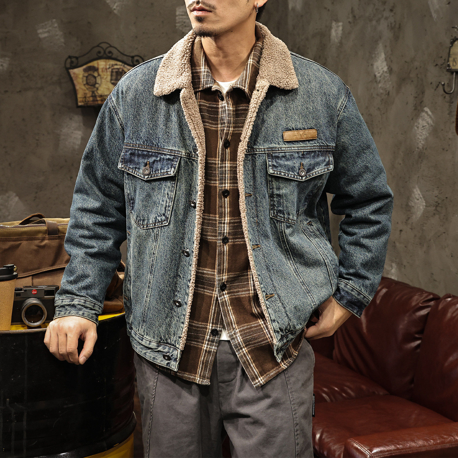 冬季羊羔绒加绒加厚保暖牛仔外套男帅气潮流棉袄美式复古潮牌夹克,淘宝优惠券,粉丝福利购,淘宝优惠卷