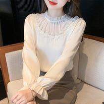 Standout Noble Beating Undershirt Woman 2023 Chunqiu New Tide Cards Fashion Foreign Air Long Sleeve Snow-hooded Blouse Blouse