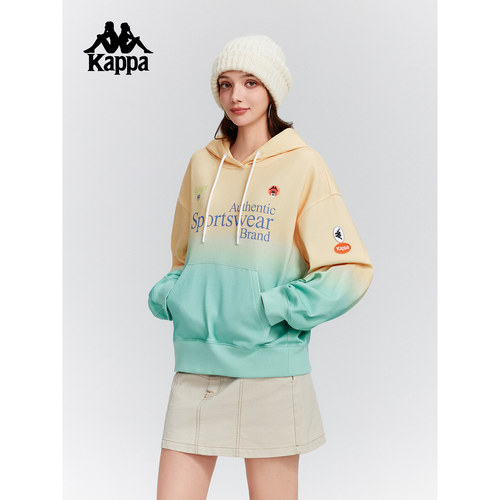 Kappa卡帕背靠背运动卫衣女2025新款秋季连帽套头衫休闲上衣女潮 - 图2