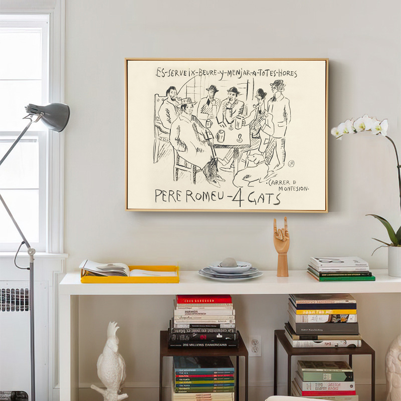 Picasso毕加索骑兵骑士唐吉坷德达利钢笔画黑白线条艺术装饰画 - 图3