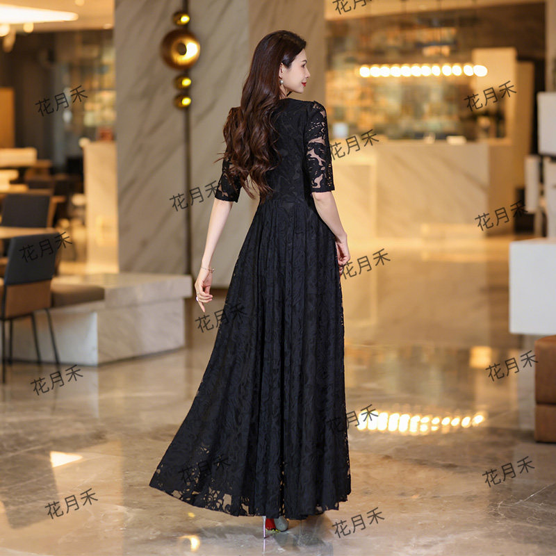 2025年春秋冬新款短袖剪花连衣裙收腰显瘦妈妈款小个子长裙雪纺裙,淘宝优惠券,粉丝福利购,淘宝优惠卷