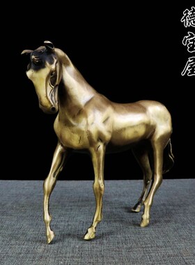 铜马风水摆件纯h铜站马摆设马到功成工艺品家居开业礼品装饰品生