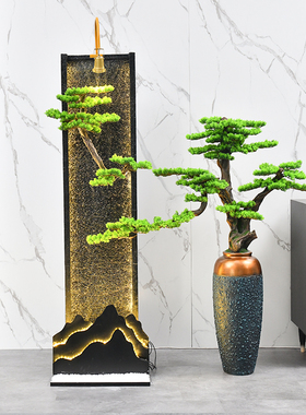 水幕墙假山流g水屏风办公室客厅玄关落地摆件别墅民宿庭院喷泉造