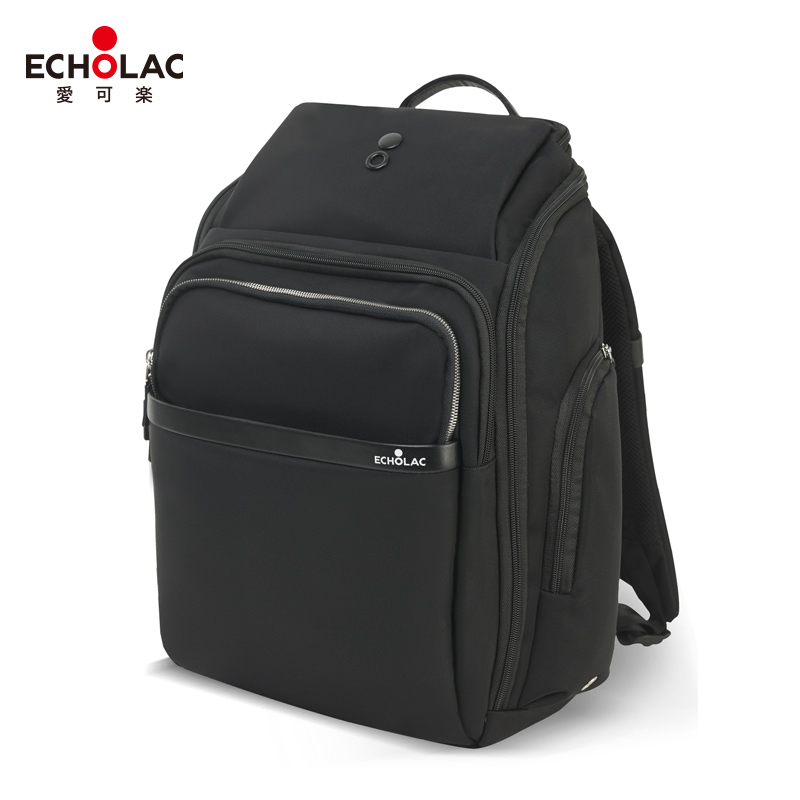 Echolac/爱可乐电脑包商务休闲黑色男士多功能包大容量双肩背包 - 图0